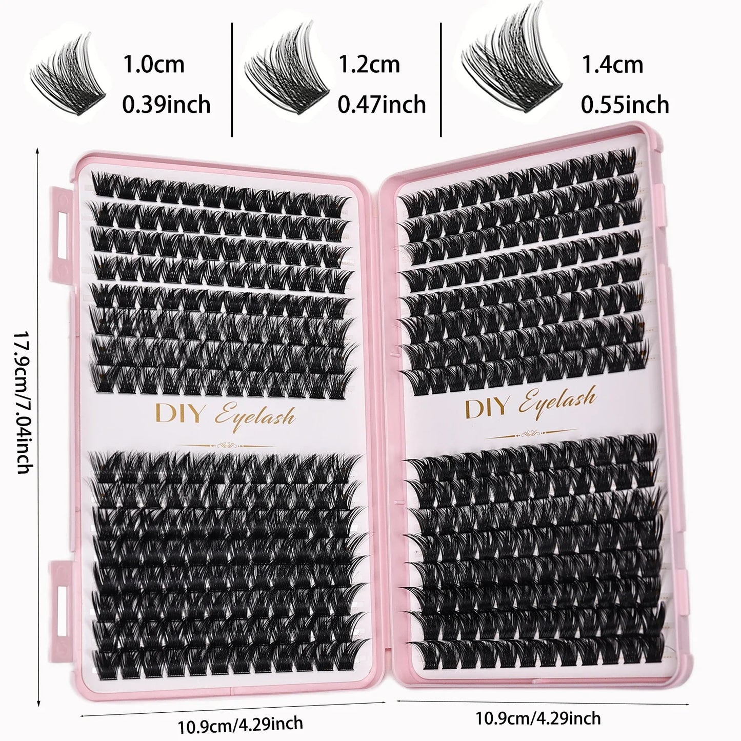Cils individuels 10-14 mm, 384 pcs – Look naturel, plateau mixte