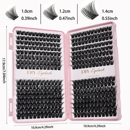 Cils individuels 10-14 mm, 384 pcs – Look naturel, plateau mixte